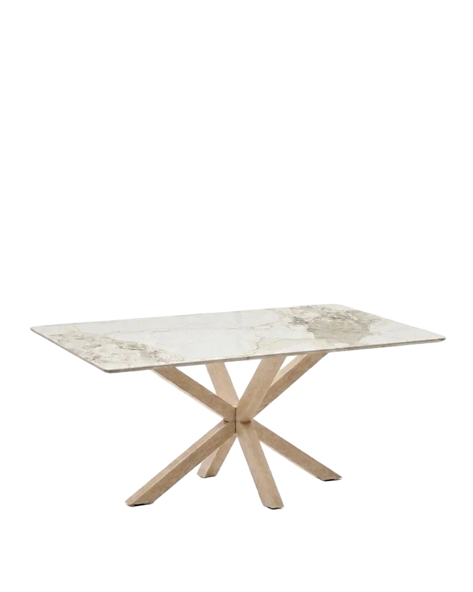 Luxury Marble Dining Table – Calacatta Top & Solid Oak Cross Base