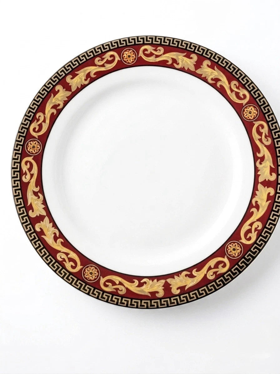 37pc Casa Elite "Medusa" Dinnerware Set — M. Valenti Italy | Red & Gold