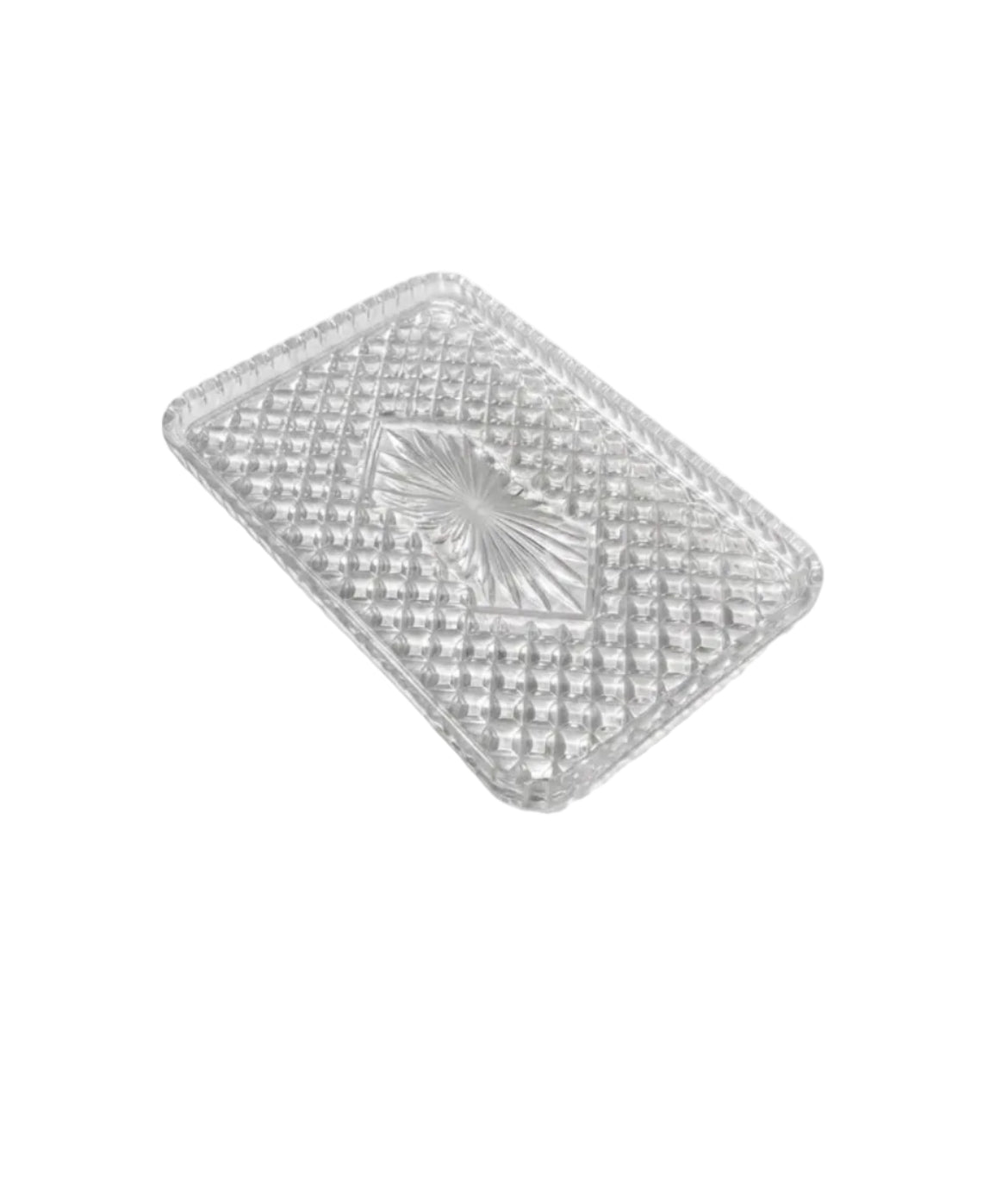 Vintage Pressed Clear Glass Vanity Tray Starburst