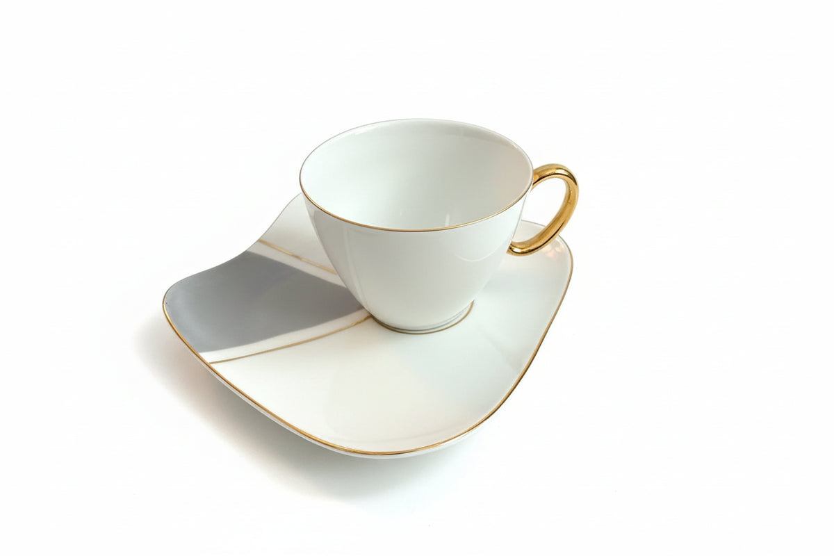 Japan Vintage St Clair Opalescent White & Grey Cup And Saucer|286894389237
