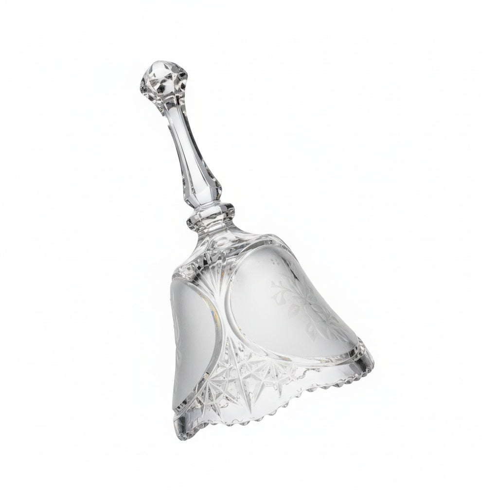 Vintage Clear & Frosted Cut Glass Hand Bell / Crystal Dinner Bell|286917451933