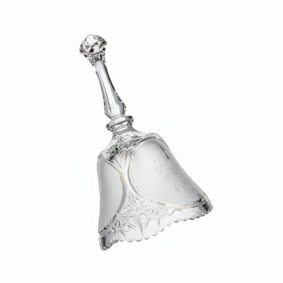 Vintage Clear & Frosted Cut Glass Hand Bell / Crystal Dinner Bell|286917451933