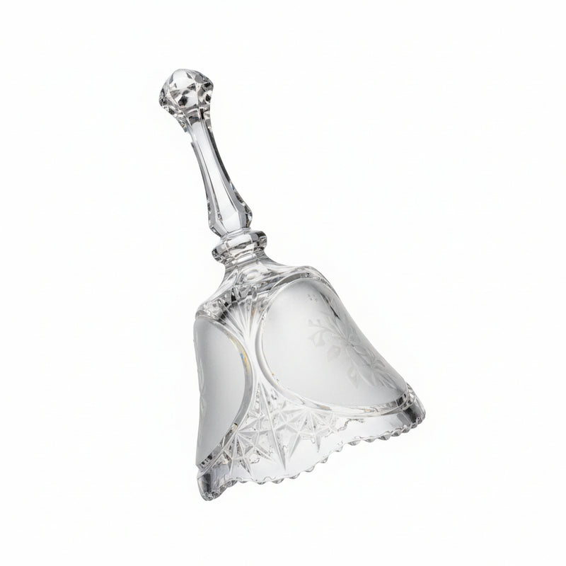Vintage Clear & Frosted Cut Glass Hand Bell / Crystal Dinner Bell|286917451933