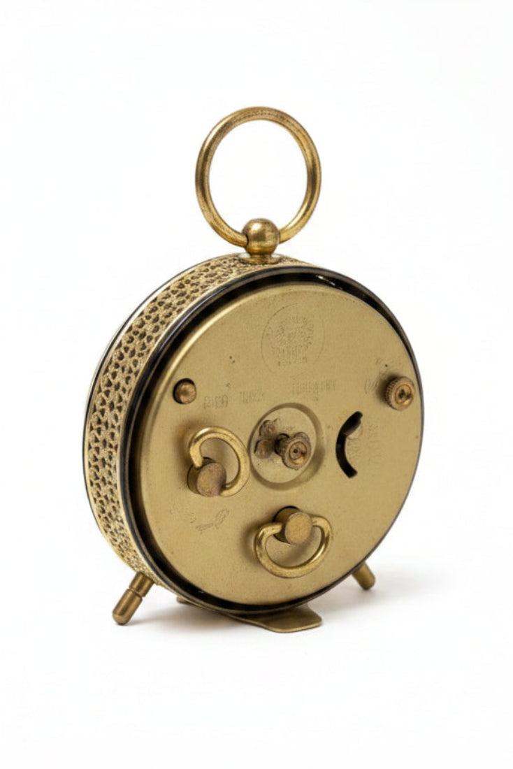 Vintage Jerger West Germany Gold Filigree Wind Up Alarm Clock