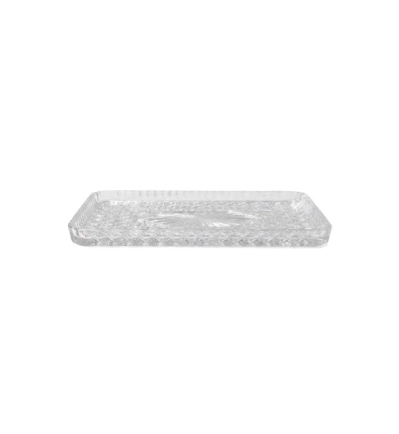 Vintage Pressed Clear Glass Vanity Tray Starburst