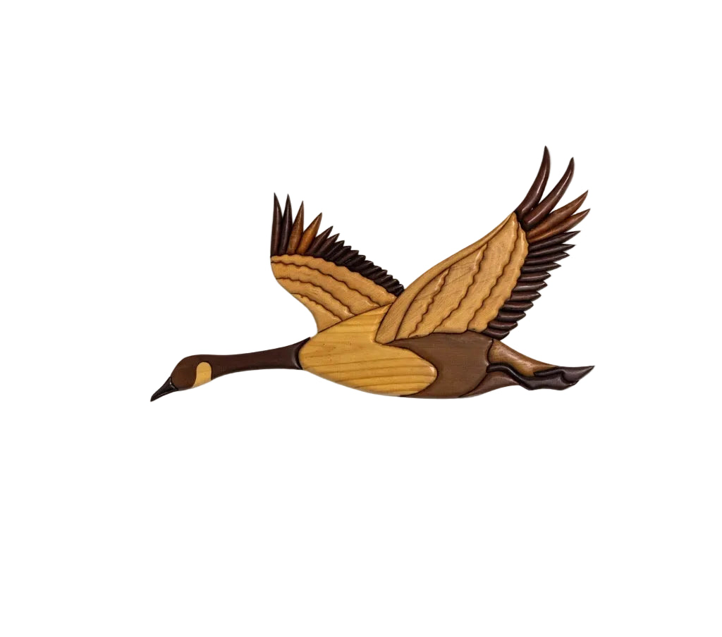 Canadian Goose Intarsia Wall Art – Handcrafted Wooden Sculpture 52 Piece