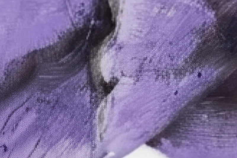 Original Mixed Media Textured Purple Floral Painting – Framed