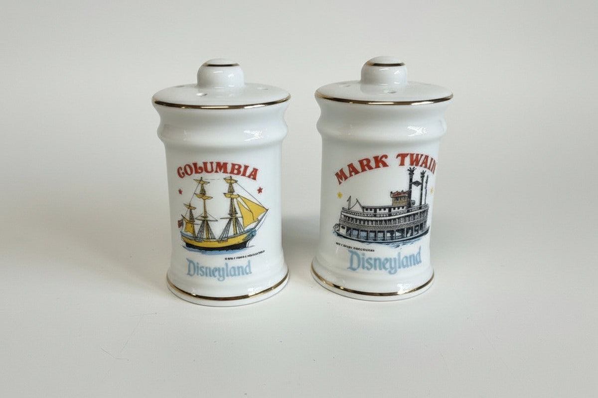 Vintage Disneyland Salt & Pepper Shakers Mark Twain Riverboat & Columbia Ship|286989925590