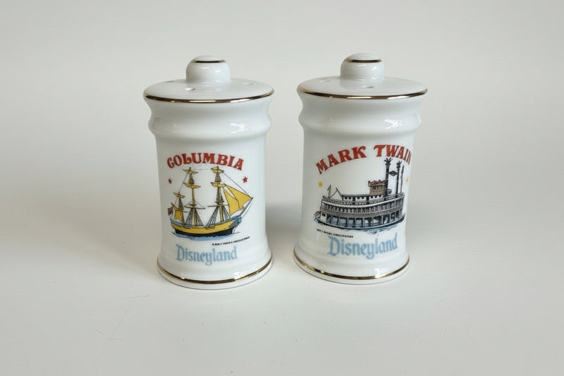 Vintage Disneyland Salt & Pepper Shakers Mark Twain Riverboat & Columbia Ship|286989925590