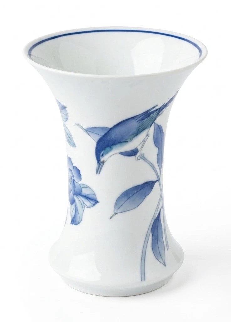 Hutschenreuther Germany Bone China Vase — Blue Bird on Branch, Vintage 1970s
