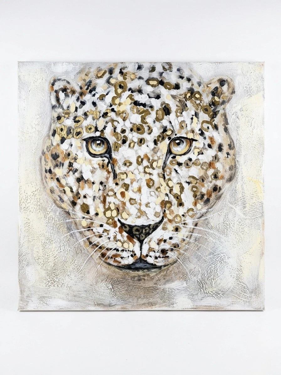 Large Leopard Canvas Hand Painted Gold Wall Art Decor