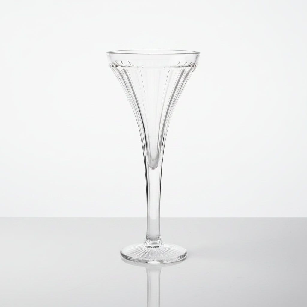 Vintage Clear Pressed Glass Trumpet Vase Ribbed Swirl Fluted|286911112108