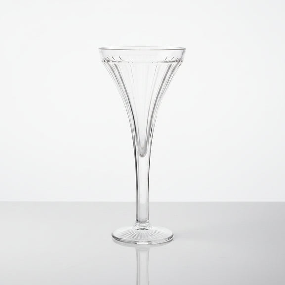 Vintage Clear Pressed Glass Trumpet Vase Ribbed Swirl Fluted|286911112108