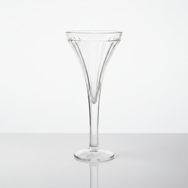 Vintage Clear Pressed Glass Trumpet Vase Ribbed Swirl Fluted|286911112108
