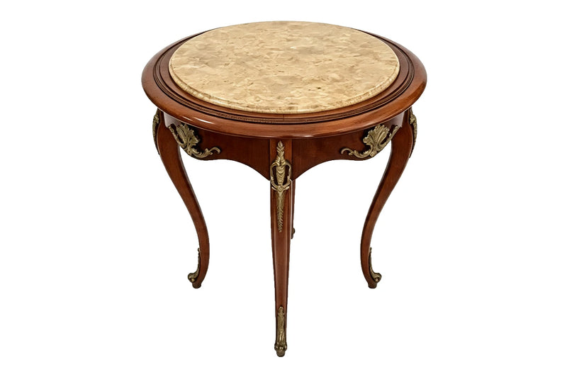 French Louis XV Marble-Top Gueridon — Cabriole Legs, Italy