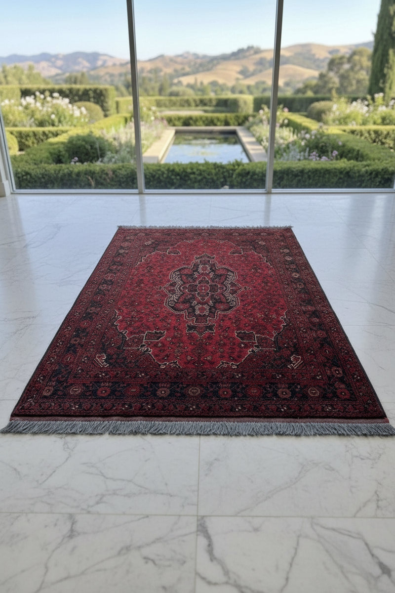 Authentic Hand-Knotted Pakistani Al-Mumtaz International Wool Rug 200cm x 125cm
