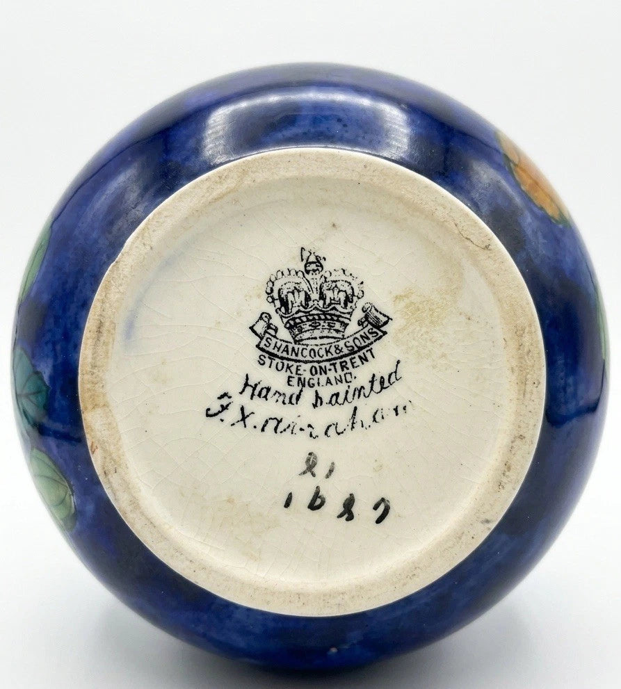 Rare S. Hancock & Sons Rubens Ware Vase — Hand Painted F.X. Abraham, Pattern 1682
