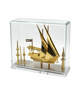 Vintage Kuwait 24k Gold Plated Dhow Ship Model & Kuwait Towers Display Case