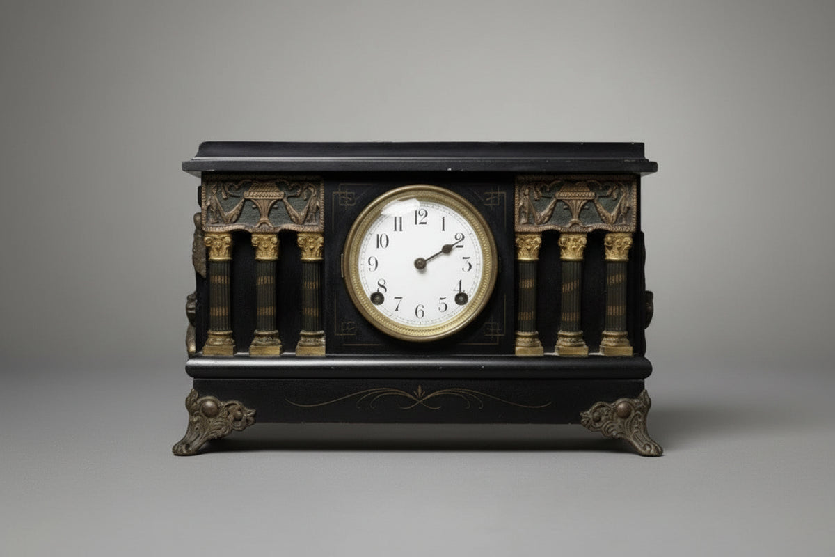 RARE Antique Sessions Clock Co. "Baldwin" Black Mantel Clock|286919581639
