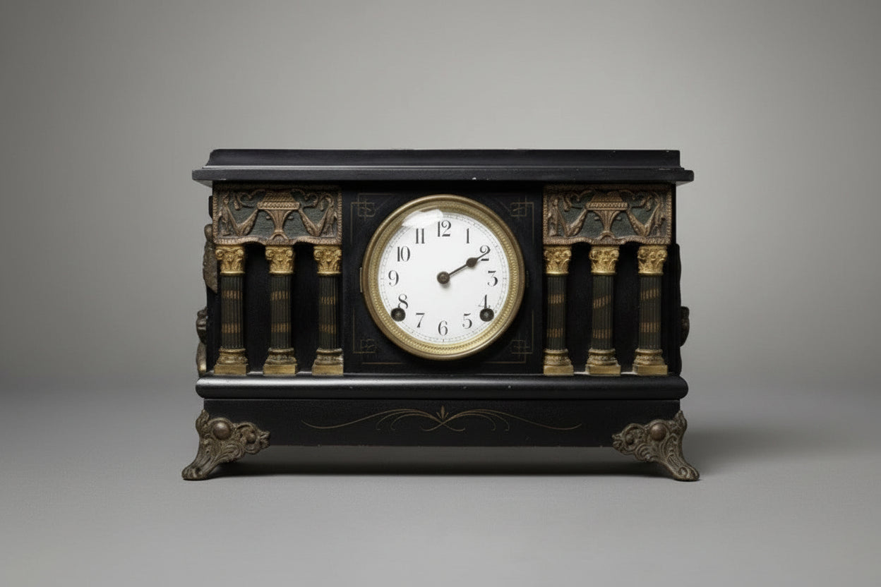 RARE Antique Sessions Clock Co. "Baldwin" Black Mantel Clock|286919581639