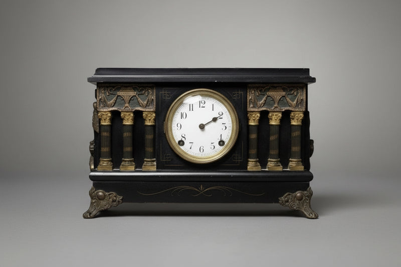 RARE Antique Sessions Clock Co. "Baldwin" Black Mantel Clock|286919581639