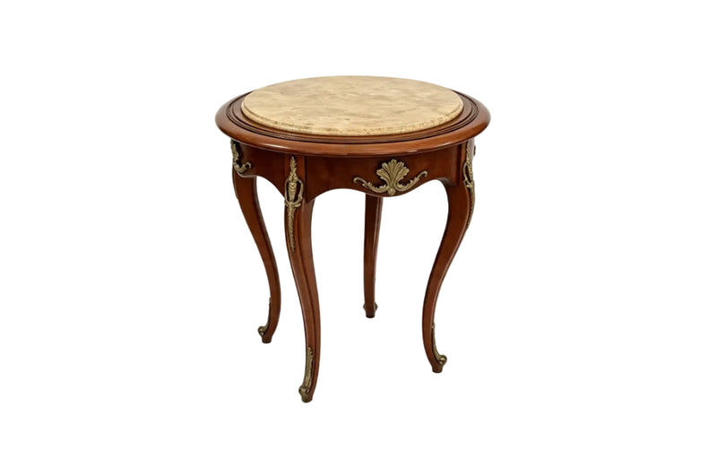 French Louis XV Marble-Top Gueridon — Cabriole Legs, Italy
