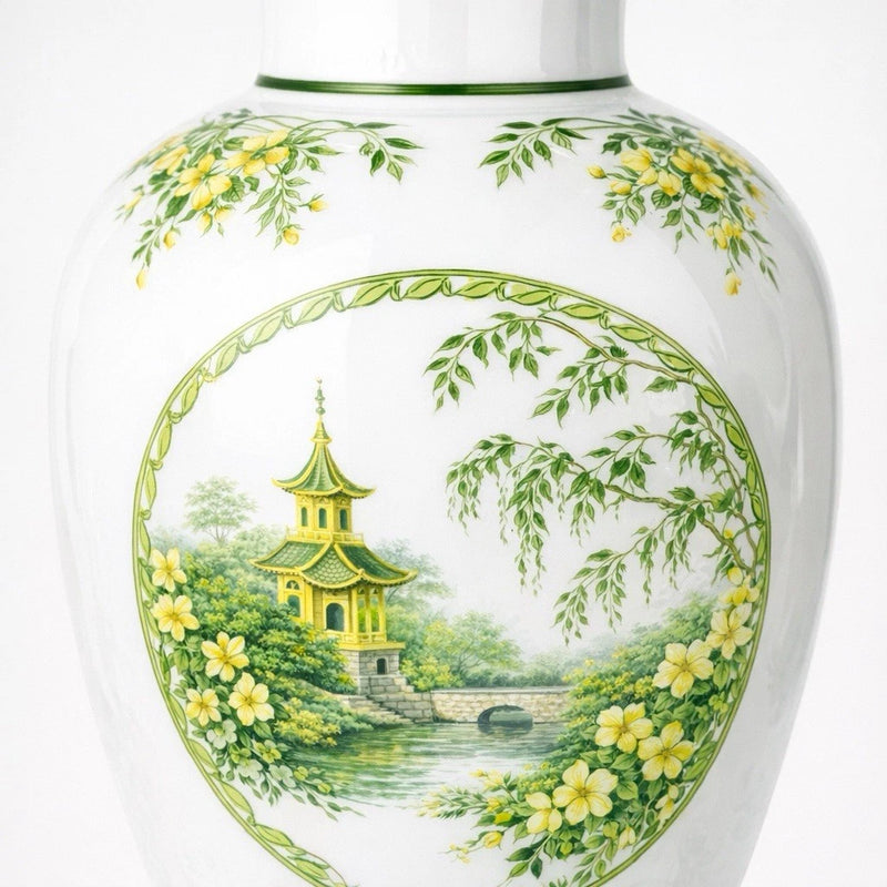 Royal Porzellan Bavaria KPM Vase Handarbeit Germany Scenic Pagoda 493/2