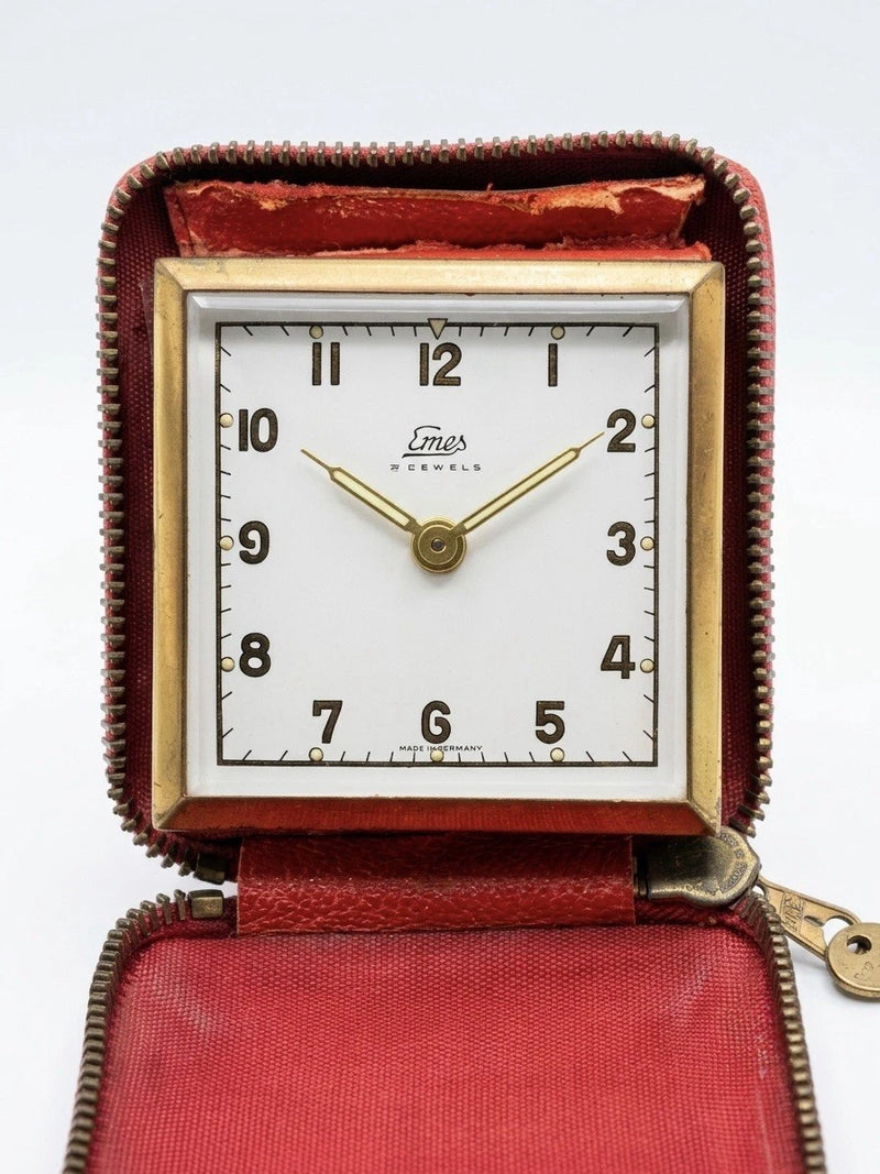 Rare Emes 7 Jewels Travel Mechanical Alarm Clock