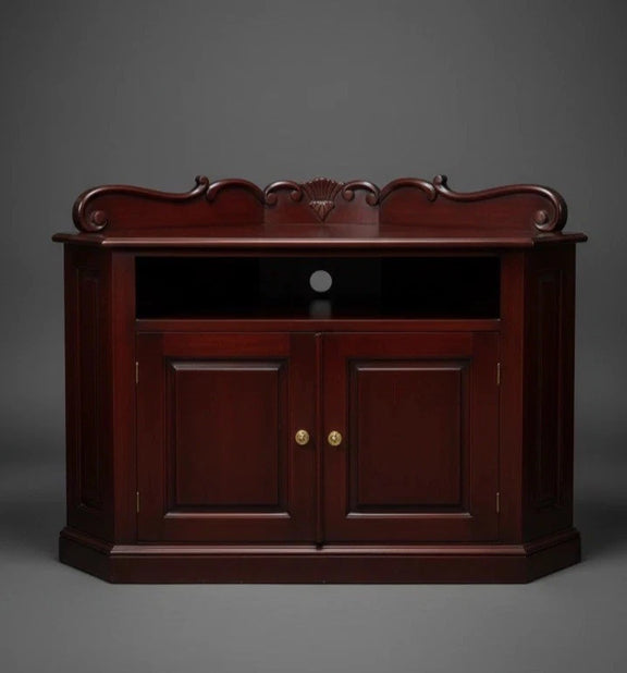 Wohlers Signature Mahogany Corner TV Entertainment Unit - 2 Door Cabinet|286940130071