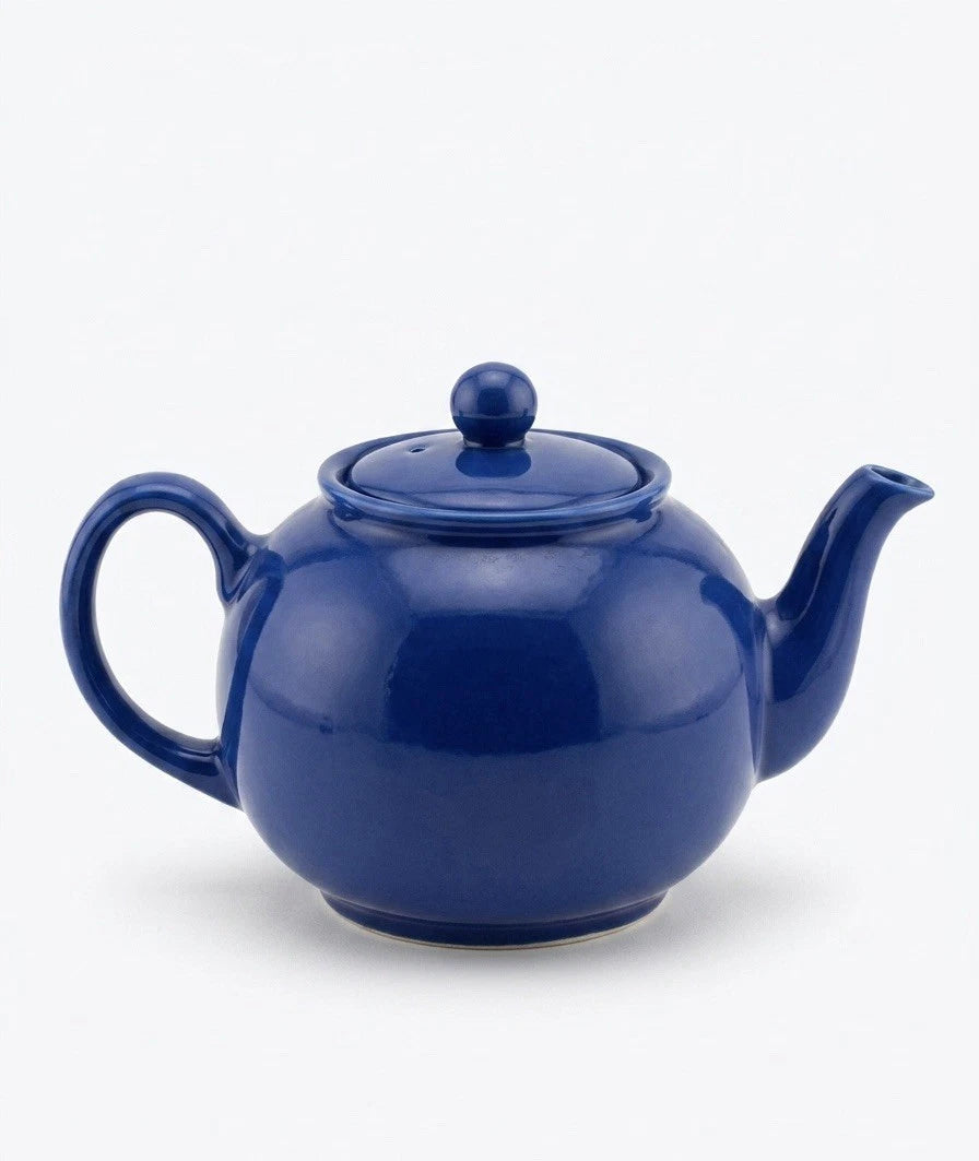 Vintage Pristine England Cobalt Blue Teapot Ceramic Glossy Pottery
