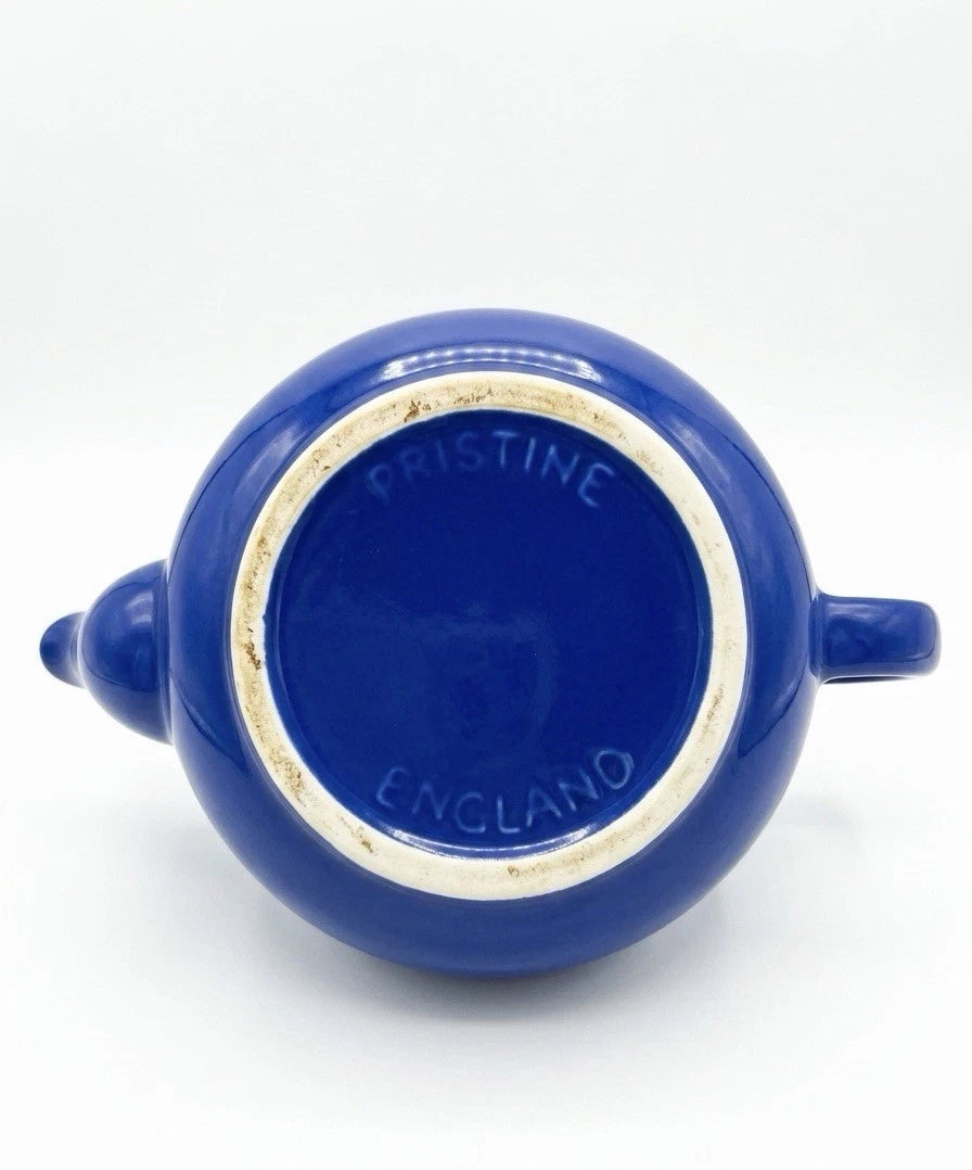 Vintage Pristine England Cobalt Blue Teapot Ceramic Glossy Pottery