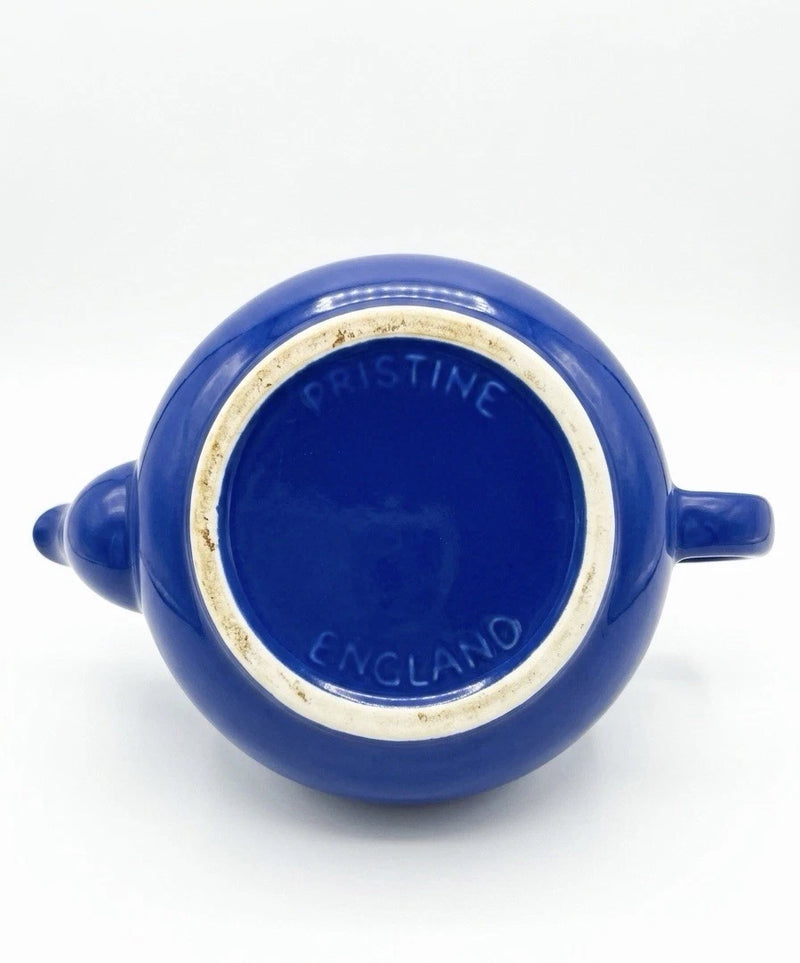 Vintage Pristine England Cobalt Blue Teapot Ceramic Glossy Pottery