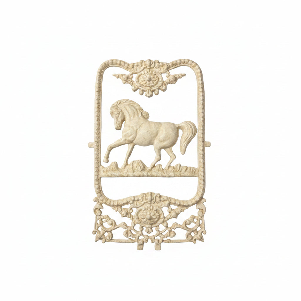 Vintage Ornate Cast Metal Horse Trivet / Wall Plaque – White Shabby Chic Decor|286935374170