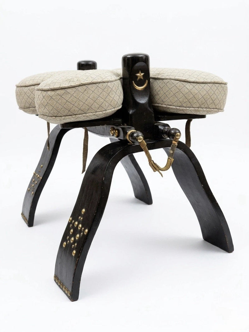 Vintage Camel Saddle Stool Mid Century Ottoman Boho 1950s