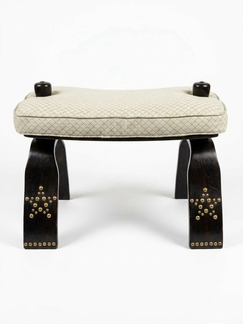 Vintage Camel Saddle Stool Mid Century Ottoman Boho 1950s