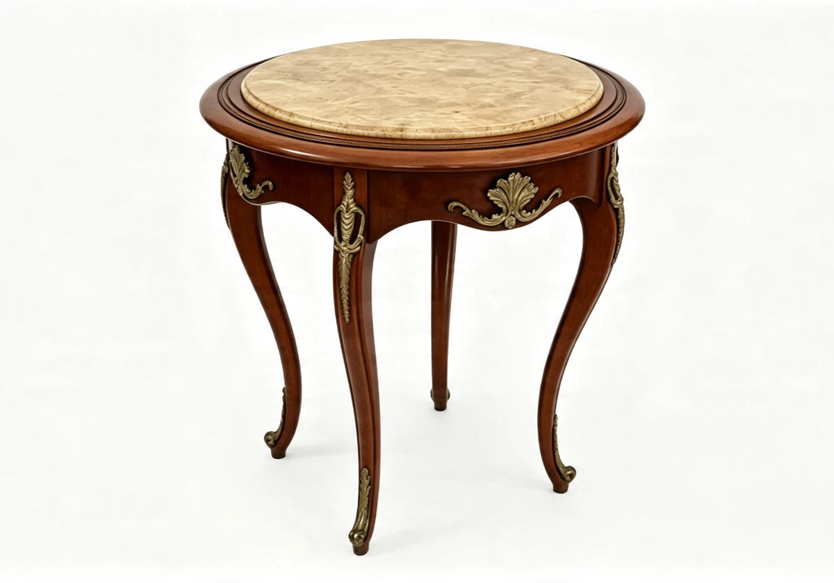 French Louis XV Marble-Top Gueridon — Cabriole Legs, Italy