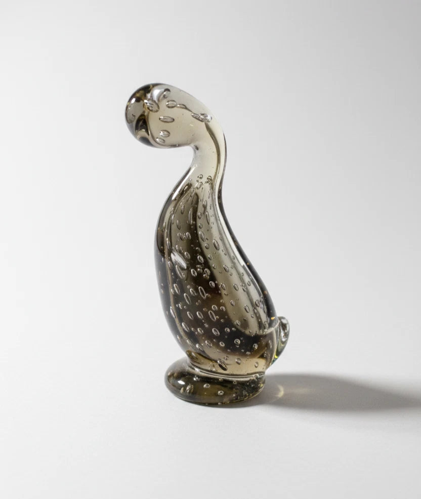 Vintage Murano Art Glass Bird Figurine - V. Nason & C. - Smoky Bullicante - 854g|286868484269