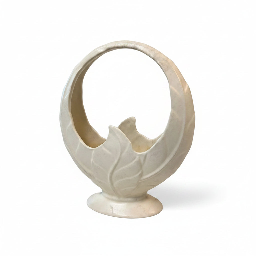 Vintage Beswick Ware Art Deco Cream Leaf Basket Vase Art Pottery Made in England|286915164672