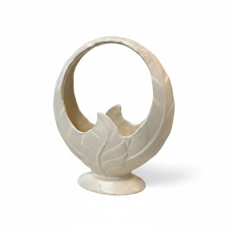 Vintage Beswick Ware Art Deco Cream Leaf Basket Vase Art Pottery Made in England|286915164672