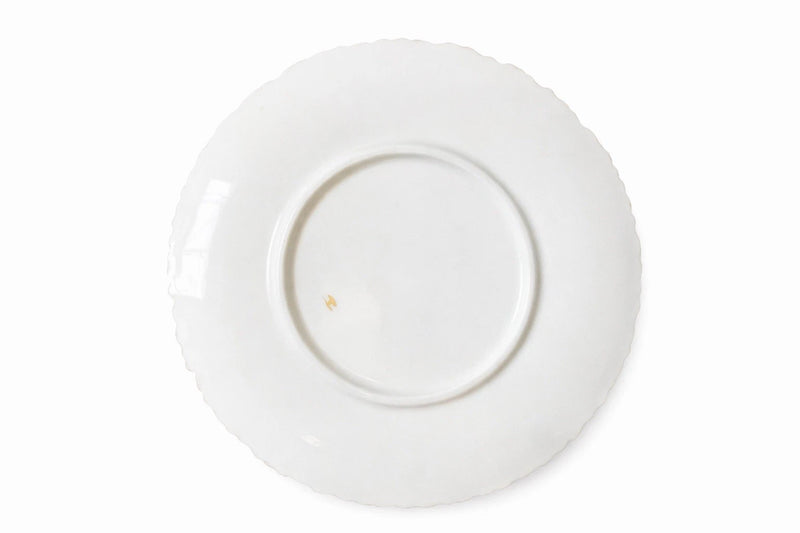 Antique Bavarian Porcelain Collector Plate | Pink Floral & Gold Scalloped Rim | H Mark | Germany | c.1920s–1950s
