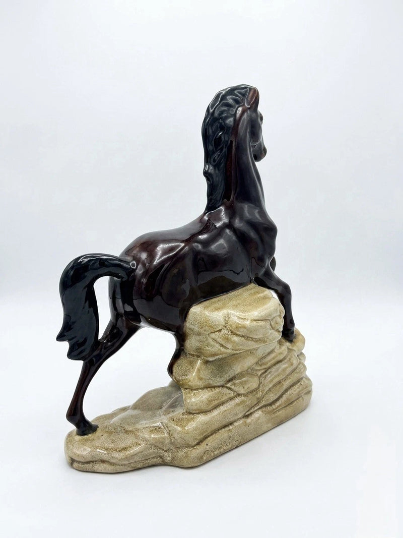Vintage 1950s Regal Ceramic Horse Brown Stallion Mid Century Art Pottery