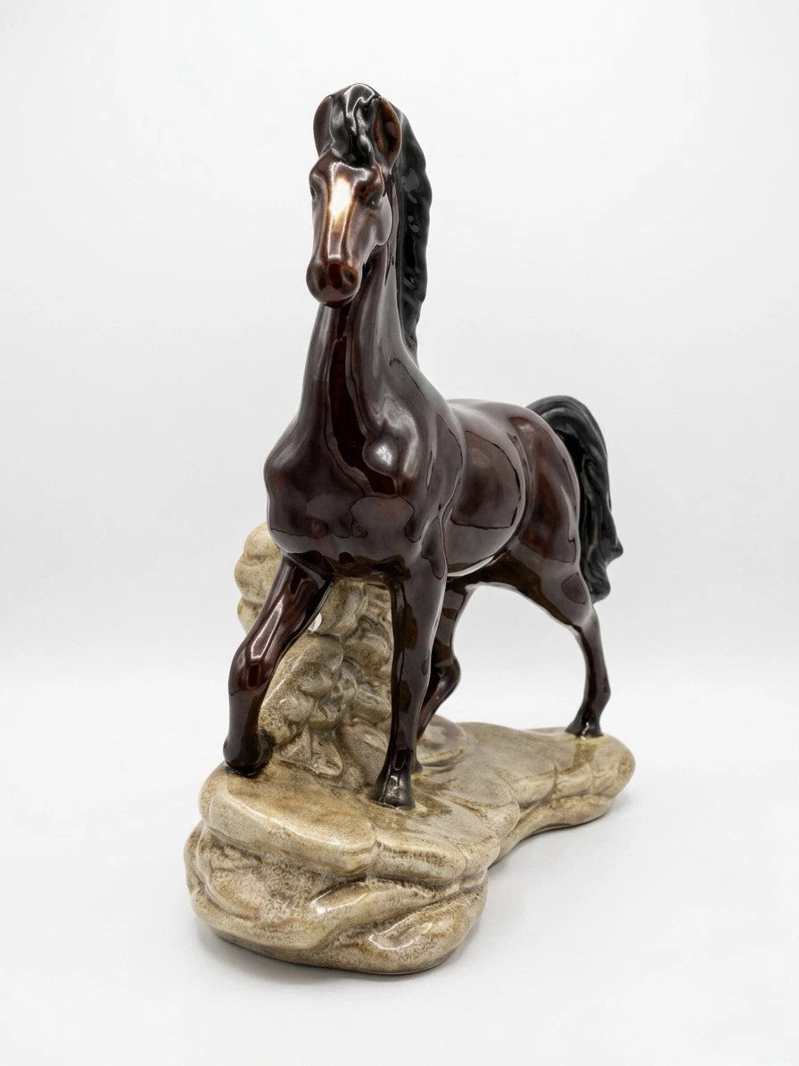Vintage 1950s Regal Ceramic Horse Brown Stallion Mid Century Art Pottery