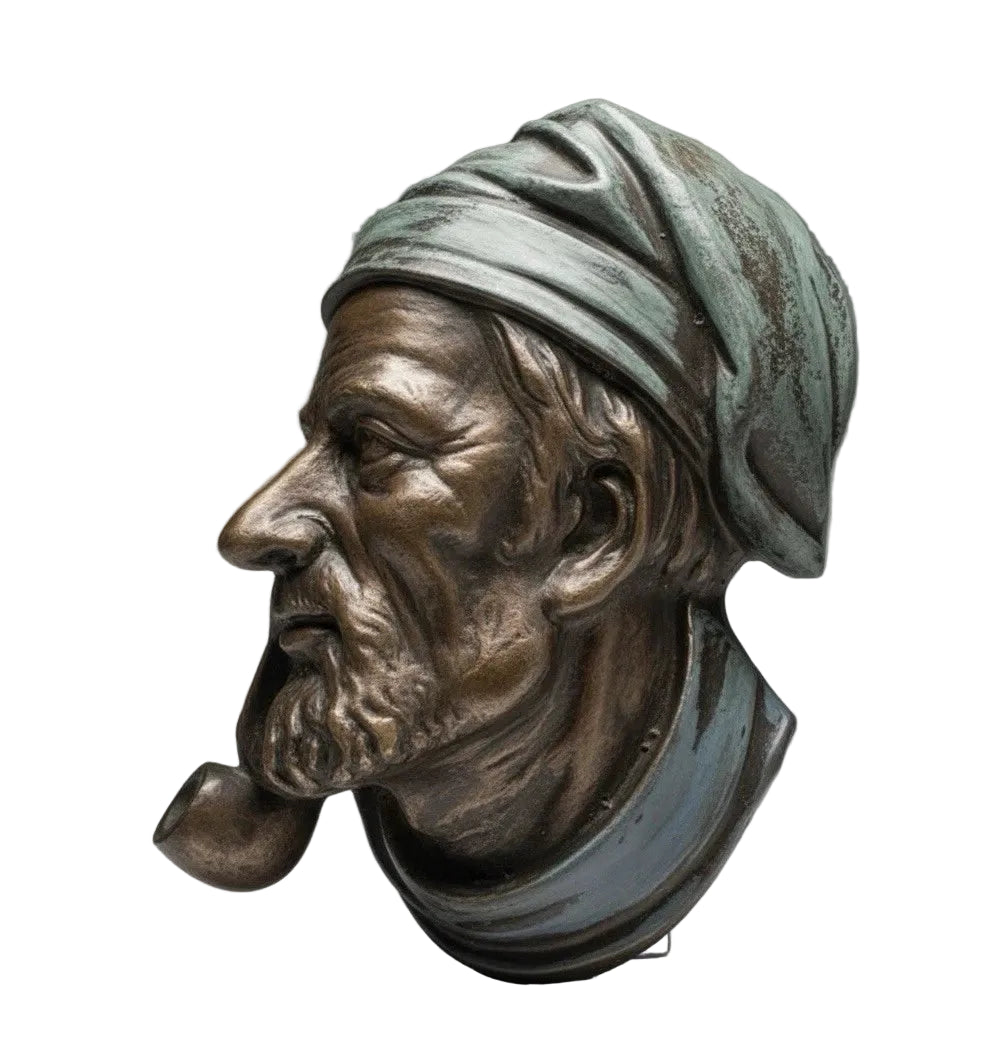 Vintage Nautical Mariner Sailor Man Head Wall Plaque Relief Bronzed