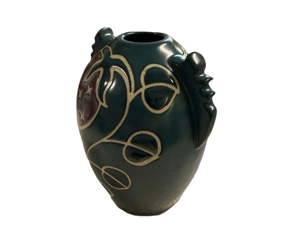 Art Nouveau Floral Hand-Painted Ceramic Pottery Vase|286918981178