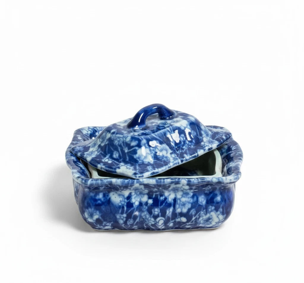 Vintage Burleigh Calico Blue Soap Dish - Staffordshire England Chintz Ironstone|286871931087