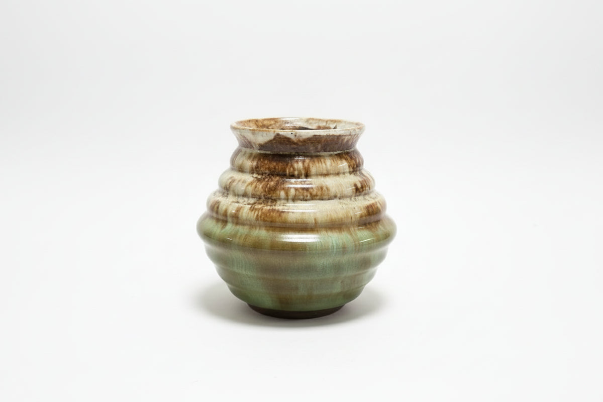 Vintage 1930s Bennetts Adelaide Pottery Rippled Beehive Vase Art Deco Drip Glaze|286932605722