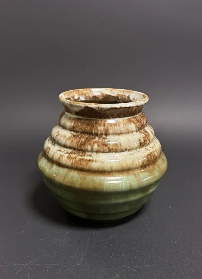 Vintage 1930s Bennetts Adelaide Pottery Rippled Beehive Vase Art Deco Drip Glaze|286932605722