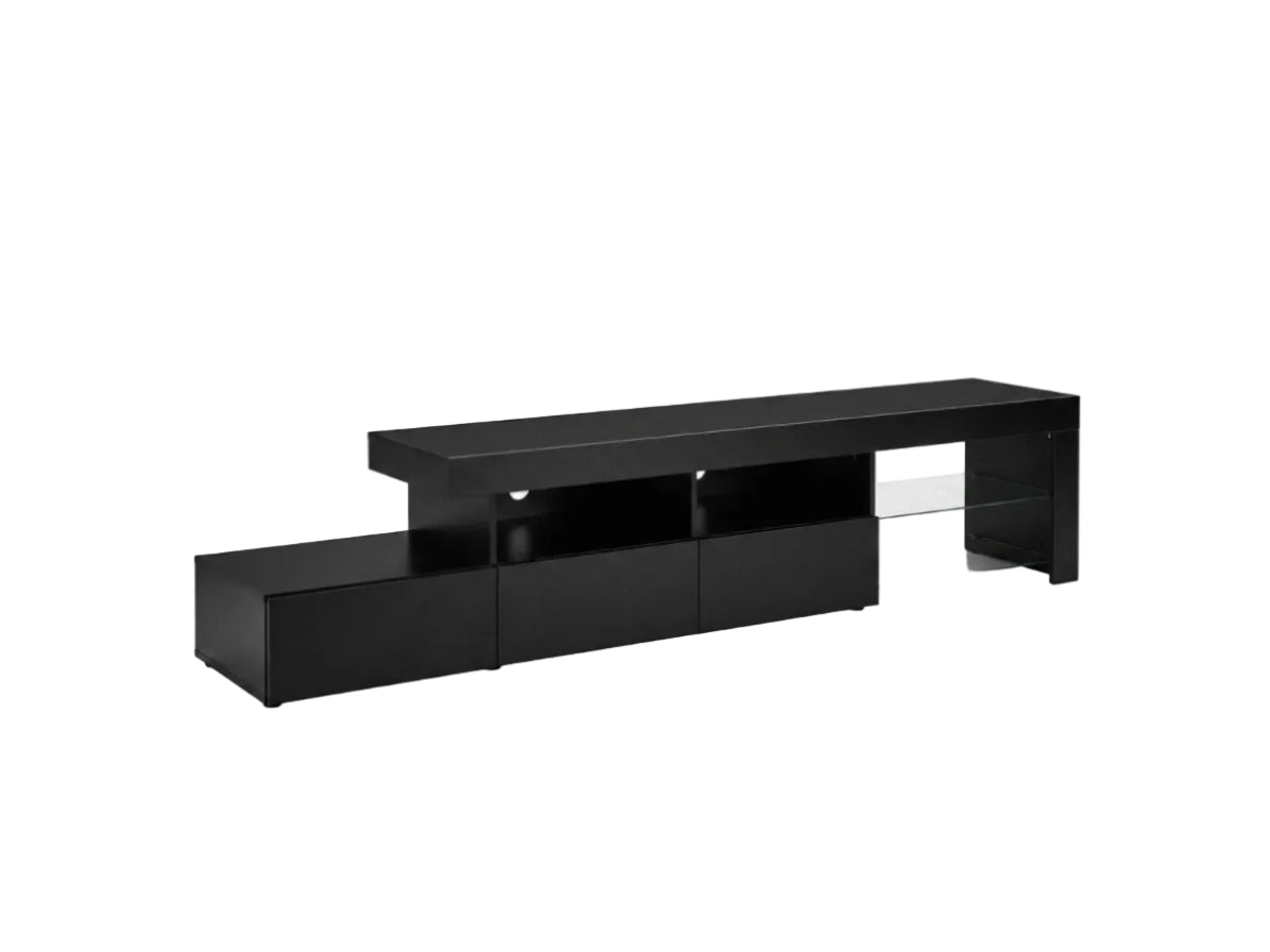 Modern Black Entertainment Set, Long TV Unit with & Coffee Table