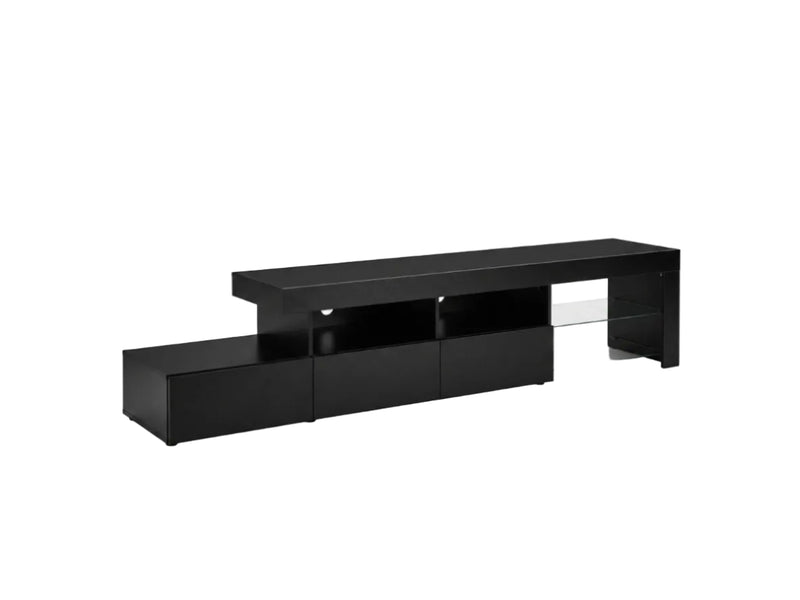 Modern Black Entertainment Set, Long TV Unit with & Coffee Table