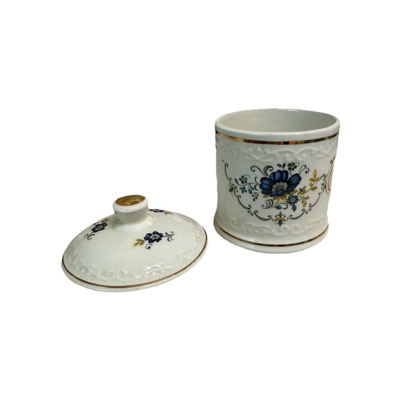 Vintage Crown Devon Blue Floral Jam Pot S. Fielding & Co. Ltd. Earthenware - Picture 3 of 4